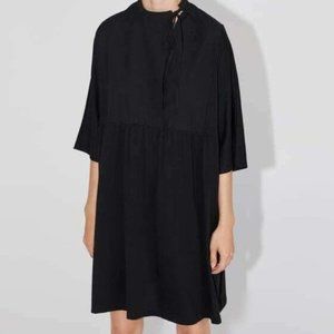 Zara Womens Wrap Dress Small Black High Neck Short